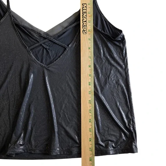 Victorias Secret Metallic Mesh V‎ Neck Cami Tank Top Womens L Silver Glamorous - Picture 6 of 11